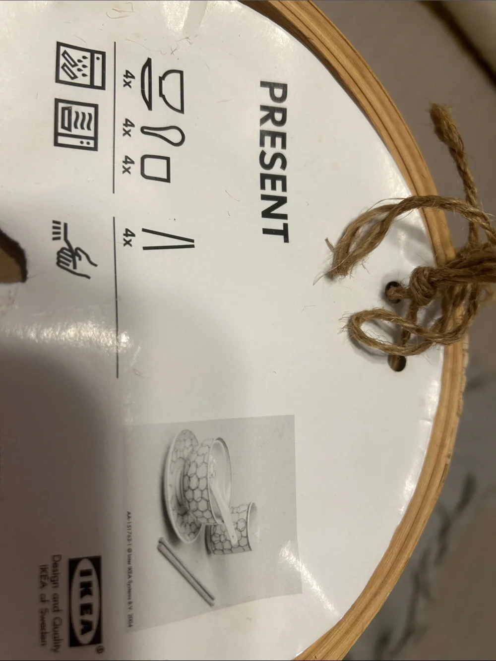 IKEA Asian 16 pc set dinnerware set with Bamboo Basket